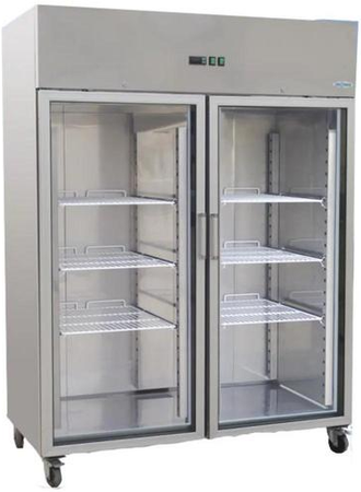 מקפיא נירוסטה עומד כפול דלת זכוכית